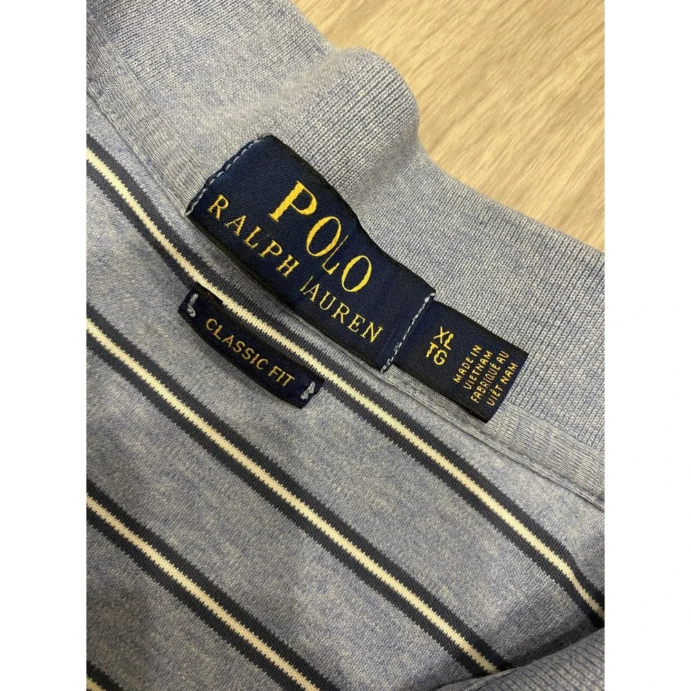 Polo Ralph Lauren Polo Shirt Mens XL Blue Classic Fit Soft Stripes Pony